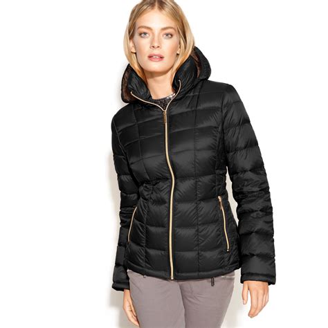 michael kors lightweight packable down jacket|Michael Kors shiny puffer jacket.